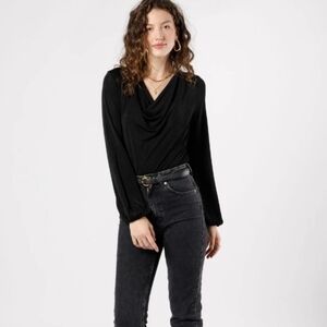 Band of the Free Aggie Black Cowl Neck Bodysuit NWT